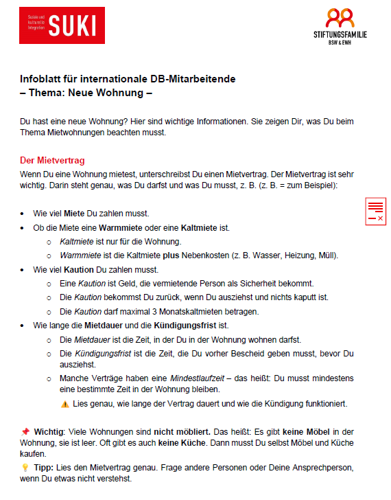 Infoblatt SUKI neue Wohnung