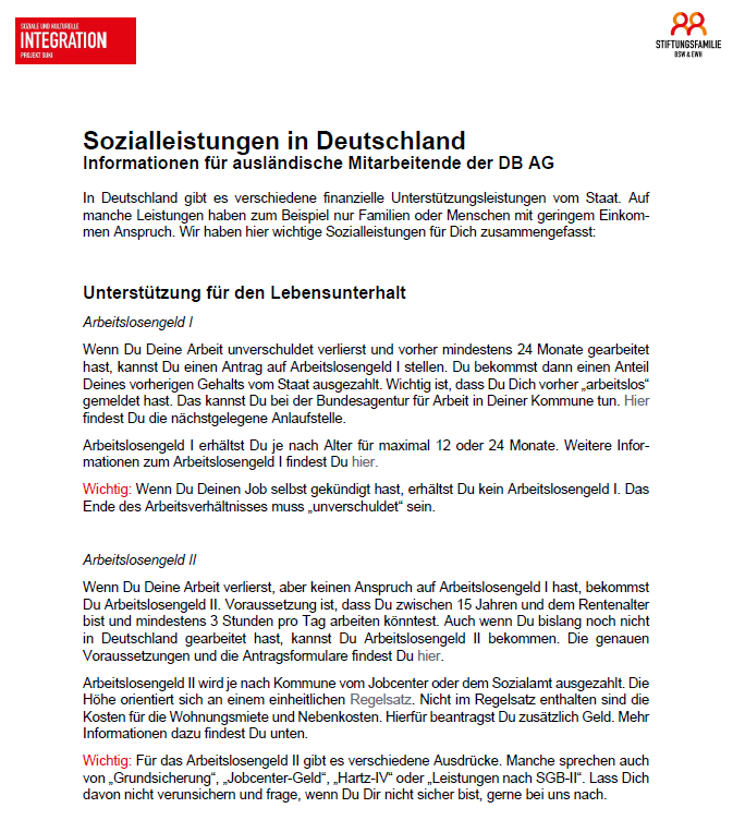 Infoblatt SUKI Sozialleistungen